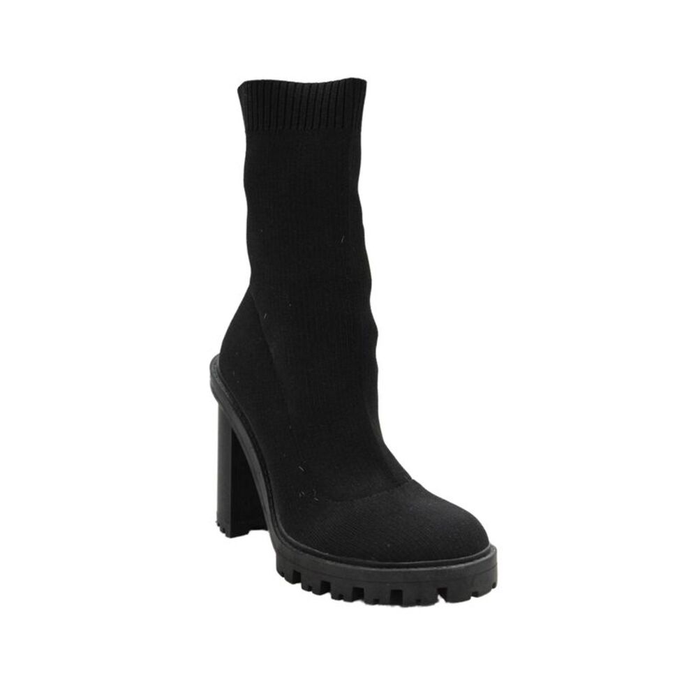 Zara Womens Block Heels Socks Ankle Boots Shoes Black Size 8